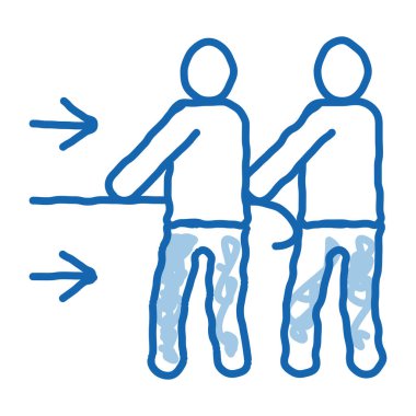 İnsanların takım çalışması ikon vektörünü çizer. El çizimi mavi karalama çizgisi insanların imza atma çabaları. izole edilmiş sembol çizimi