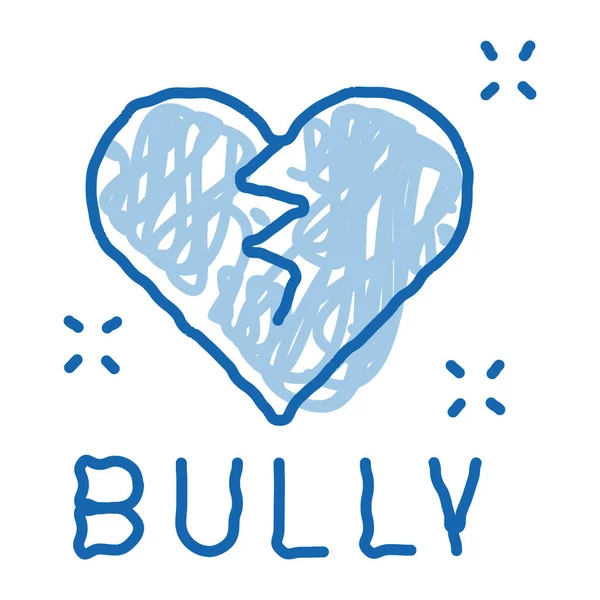 Bully Broken Heart Sketch Icon Vektor Handgezeichnete Blaue Doodle Linie — Stockvektor