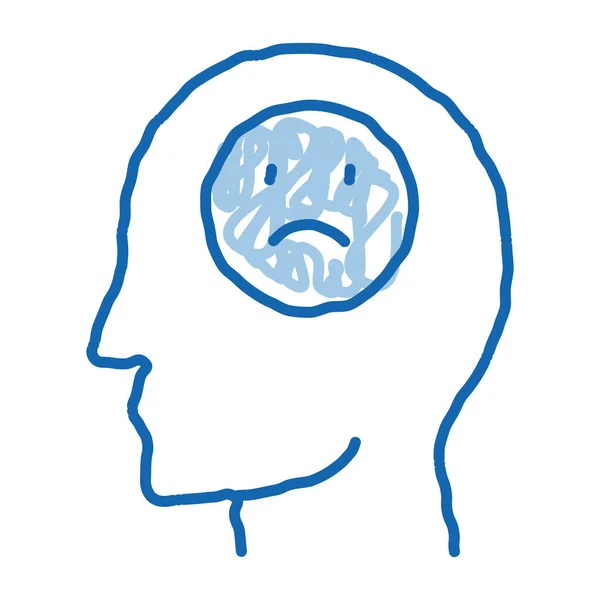 Pessimistische Persoon Schets Icoon Vector Met Hand Getekend Blauw Doodle — Stockvector