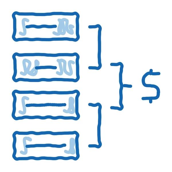 Całkowity Szkic Ikony Pieniędzy Wektor Ręcznie Rysowane Niebieskie Doodle Line — Wektor stockowy