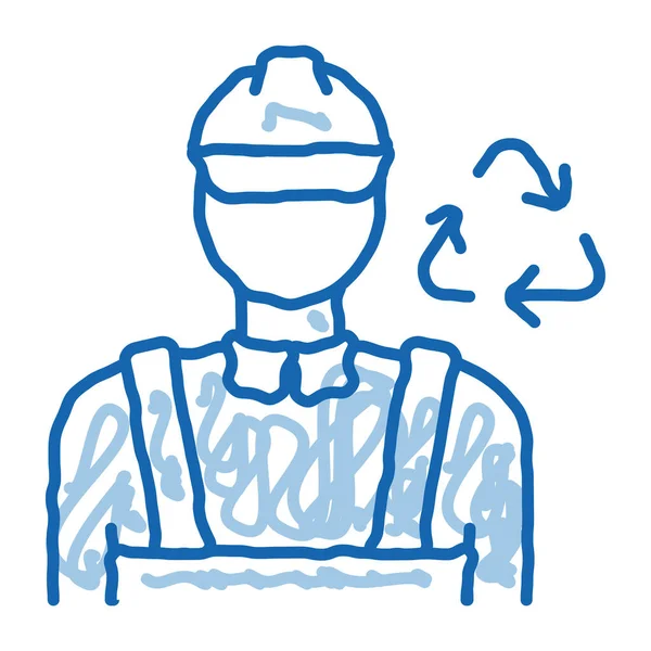 Περιβάλλον Εργαζόμενος Διάνυσμα Εικονίδιο Ζωγραφισμένο Χέρι Μπλε Doodle Γραμμή Τέχνη — Διανυσματικό Αρχείο