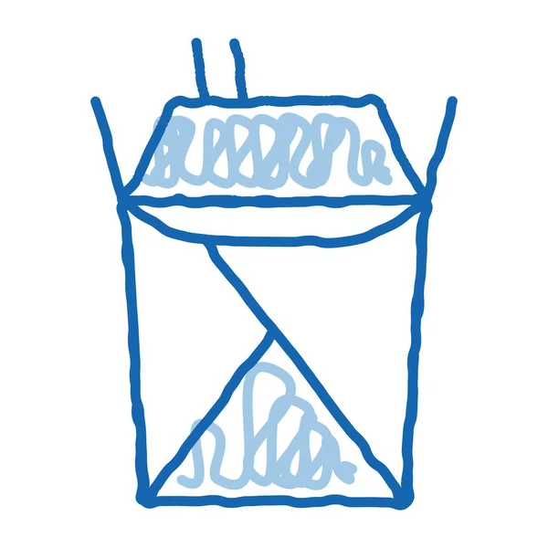 Icon Vektor Für Essen Zum Mitnehmen Handgezeichnetes Blaues Doodle Line — Stockvektor
