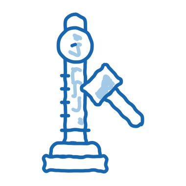 Güç çekim gücü, taslak ikon vektörünü ölçmek için. El çizimi mavi karalama çizgisi. Güç işaretini ölçmek için sanat gücü çekimi. izole edilmiş sembol çizimi