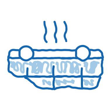 Ters çevrilmiş araba taslak ikon vektörü. El çizimi mavi karalama çizgisi ters dönmüş araba tabelası. izole edilmiş sembol çizimi
