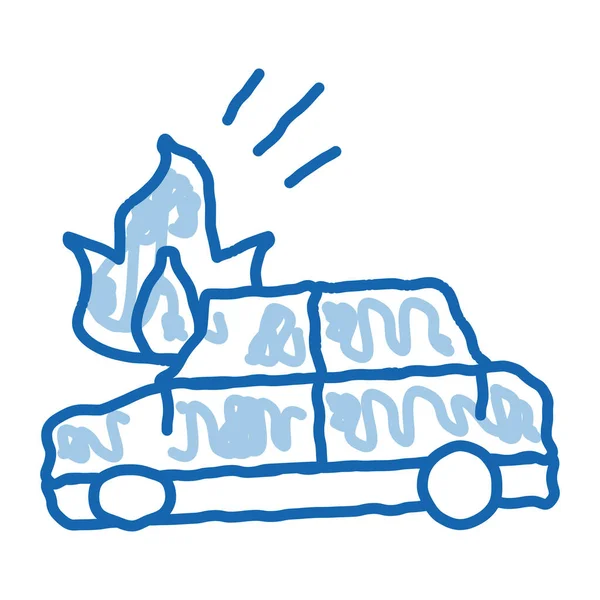 Vektor Ikony Zapalování Auta Ručně Kreslené Modré Čmáranice Značky Zapalování — Stockový vektor
