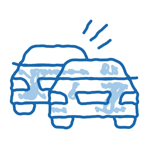 Overtaking Previous Car Sketch Icon Vector Hand Drawn Blue Doodle — Stock Vector