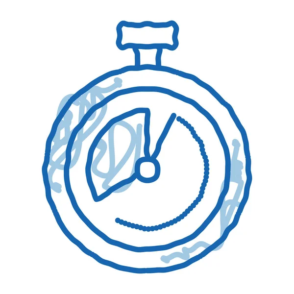 Timer Stoppuhr Skizze Symbol Vektor Handgezeichnetes Blaues Doodle Line Art — Stockvektor