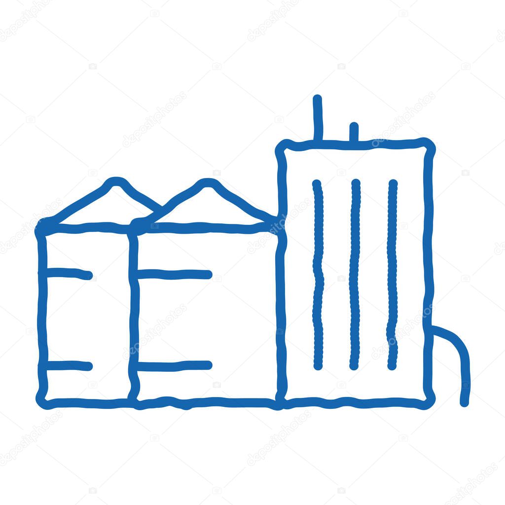 heaters with residential buildings sketch icon vector. Hand drawn blue doodle line art heaters with residential buildings sign. isolated symbol illustration