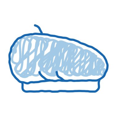 Şapka başlığı taslak ikon vektörü. El çizimi mavi karalama çizgisi başlık tabelası. izole edilmiş sembol çizimi