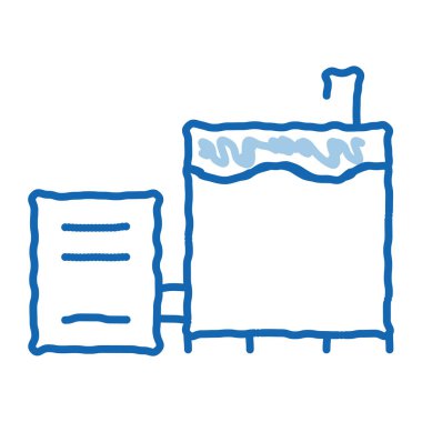 Süt dolu taslak ikon vektörü. El çizimi mavi çizgili sanat sütü dolgunluk işareti. izole edilmiş sembol çizimi