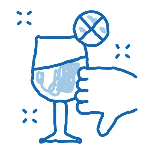 Desaprovação Vetor Ícone Esboço Vinho Mão Desenhado Azul Doodle Linha — Vetor de Stock