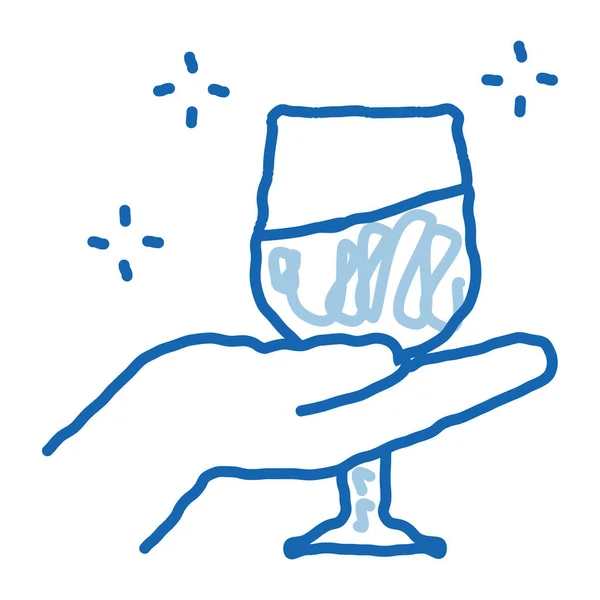 Teste Vinho Vetor Ícone Esboço Mão Desenhado Azul Doodle Linha — Vetor de Stock