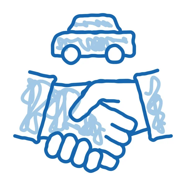Acquisto Auto Affare Schizzo Icona Vettore Disegnato Mano Blu Doodle — Vettoriale Stock