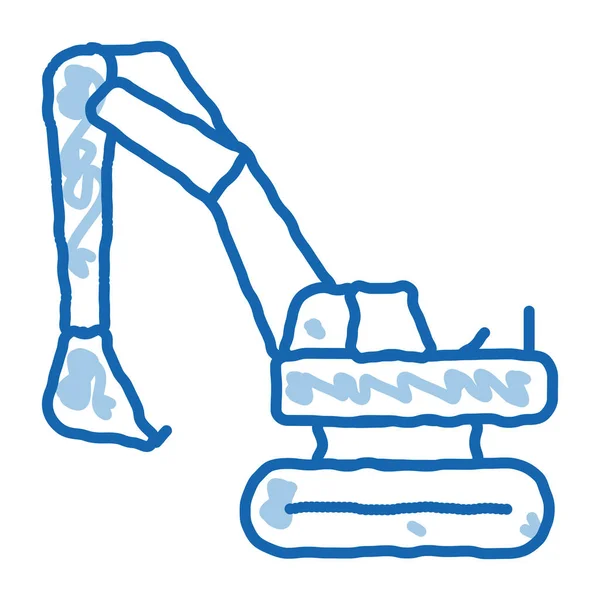 Вектор Ескізу Екскаватора Рука Намальована Синьою Каракулі Лінії Мистецтва Екскаватора — стоковий вектор