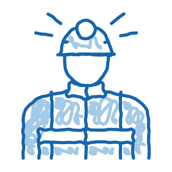 Bergarbeiter Skizzieren Icon Vektor Handgezeichnetes Blaues Doodle Line Art Miner — Stockvektor