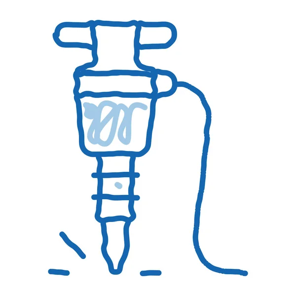 Τρυπάνι Διάνυσμα Εικονίδιο Ζωγραφισμένο Χέρι Μπλε Γραμμή Doodle Τέχνη Σημάδι — Διανυσματικό Αρχείο