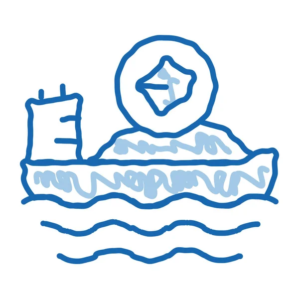Mobiles Boot Mit Kohle Skizze Icon Vektor Handgezeichnetes Blaues Doodle — Stockvektor