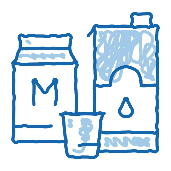 Τσάντα Εικονίδιο Σκίτσο Γάλα Διάνυσμα Χειροποίητο Μπλε Σακουλάκι Ταμπέλα Γάλακτος — Διανυσματικό Αρχείο