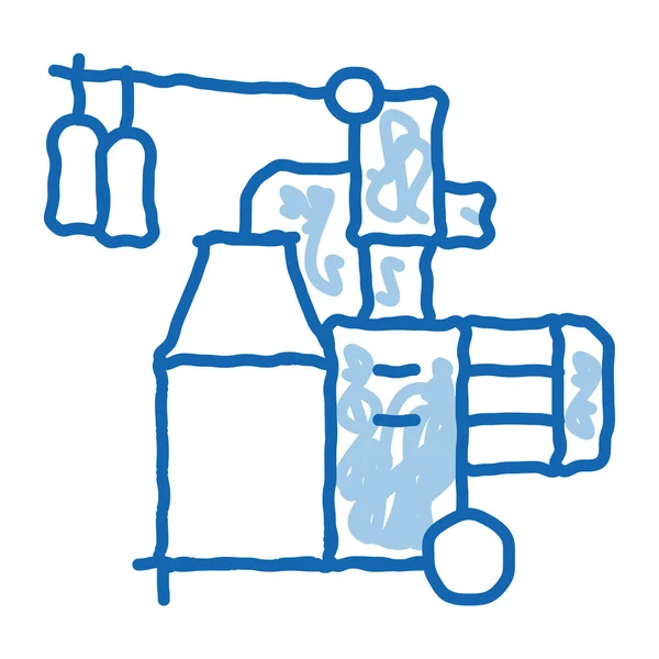 Μπουκάλι Γάλα Μεταφορά Μηχανή Σκίτσο Διάνυσμα Εικονίδιο Χειροποίητο Μπλε Doodle — Διανυσματικό Αρχείο