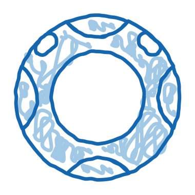 Su lastiği halka taslak ikon vektörü. El çizimi mavi karalama çizgisi sanat su kauçuk halka işareti. izole edilmiş sembol çizimi