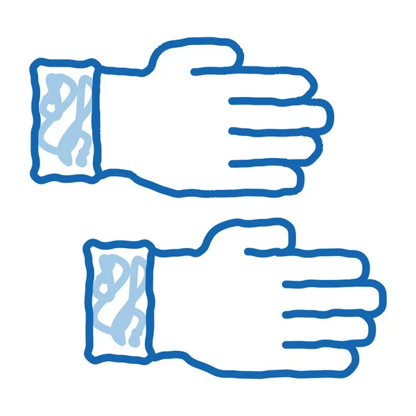 Eldivenleri Ikon Vektörünü Çizer Çizimi Mavi Karalama Çizgisi Eldiveni Işareti — Stok Vektör
