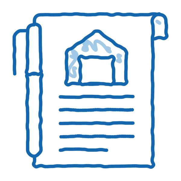 ホームドキュメントスケッチアイコンベクトル 手描きの青いドアラインアートホームドキュメントサイン 孤立したシンボルイラスト — ストックベクタ