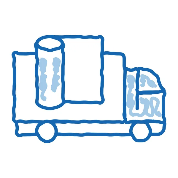 Čištění koberce truck čmáranice ikona ručně kreslené ilustrace — Stockový vektor