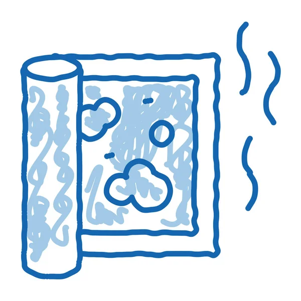 Verdamping uit tapijt schoonmaken doodle pictogram hand getekend illustratie — Stockvector