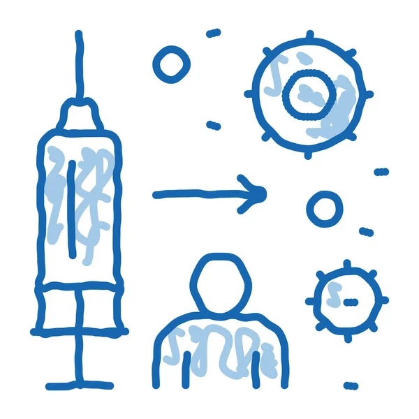 Immun injektion klotter ikon handritad illustration — Stock vektor