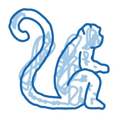 Malezya maymun karalama simgesi elle çizilmiş illüstrasyon