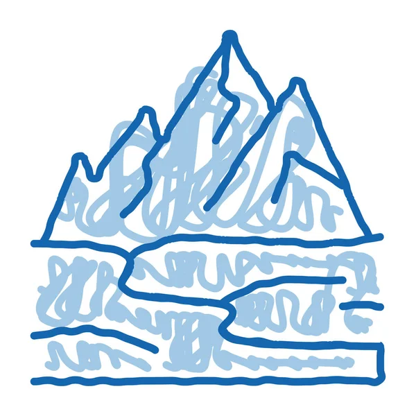 Gambar tangan ikon corat-coret pegunungan tinggi gambar tangan - Stok Vektor
