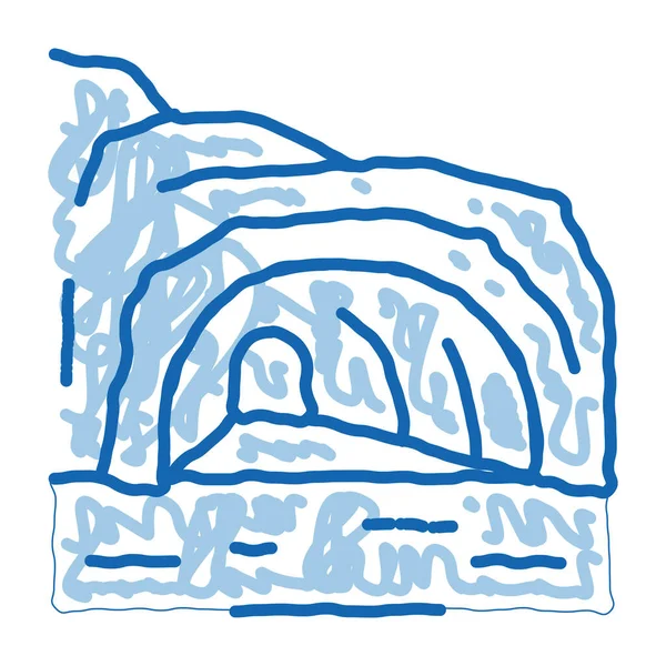 Montaña cueva garganta garabato icono dibujado a mano ilustración — Archivo Imágenes Vectoriales