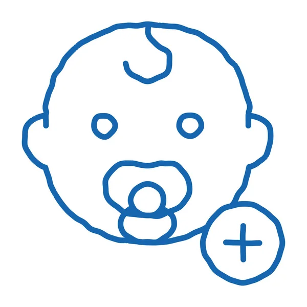 Pasgeboren baby peuter doodle pictogram hand getekend illustratie — Stockvector