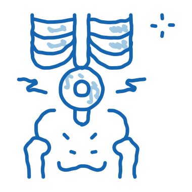 arka bel artrit doodle simgesi elle çizilmiş illüstrasyon