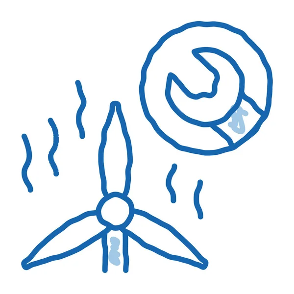 Windmühle Reparatur Doodle Symbol handgezeichnete Illustration — Stockvektor