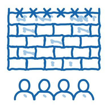 Çit karalama simgesinin arkasındaki yasaklı insanlar el çizimi illüstrasyonları