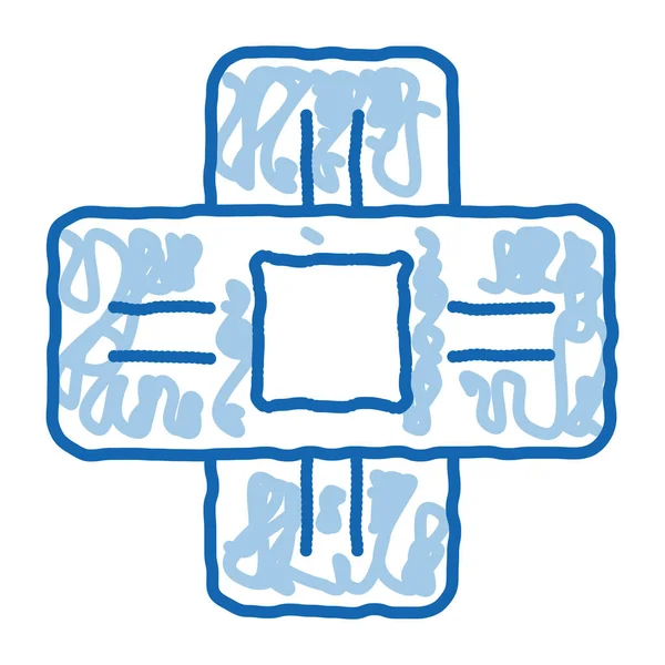 Medico guarigione gesso doodle icona disegnato a mano illustrazione — Vettoriale Stock