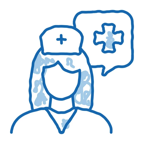 พยาบาลทางการแพทย์ doodle icon ภาพวาดด้วยมือ — ภาพเวกเตอร์สต็อก