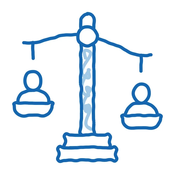 Échelle d'emploi de la justice icône gribouille illustration dessinée à la main — Image vectorielle