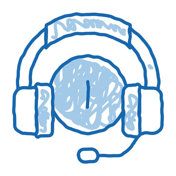 Distraído por auriculares de música garabato icono dibujado a mano ilustración — Vector de stock