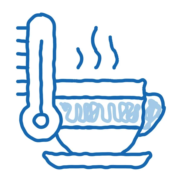 Teetasse Temperatur Doodle Ikone handgezeichnete Illustration — Stockvektor