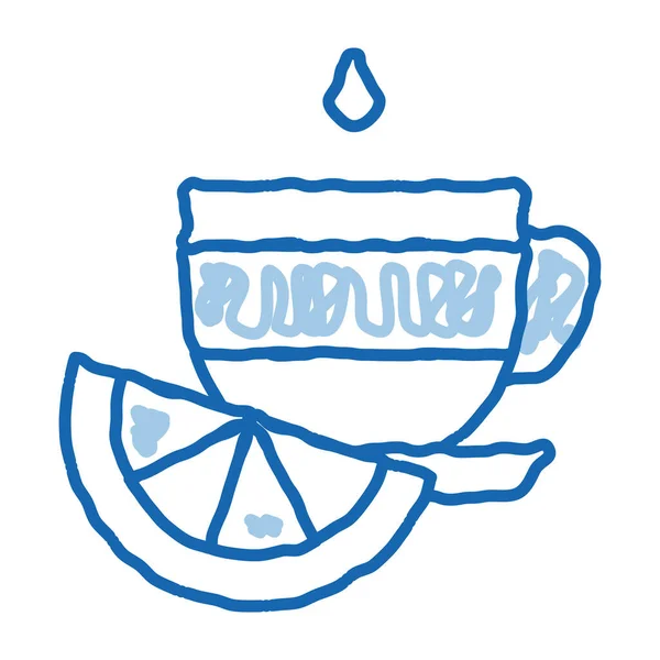 Kopje thee met citroenschijfje doodle pictogram hand getekend illustratie — Stockvector