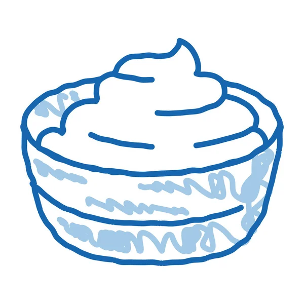 Schaal van afgewerkte mayonaise doodle pictogram hand getekend illustratie — Stockvector