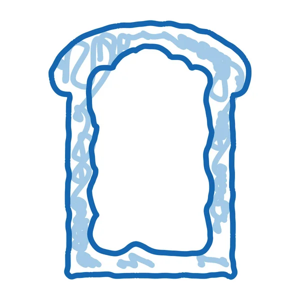 Toast mit Mayonnaise-Doodle-Ikone handgezeichnete Illustration — Stockvektor