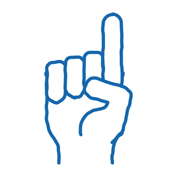Dedo apuntando hacia arriba icono garabato ilustración dibujada a mano — Vector de stock