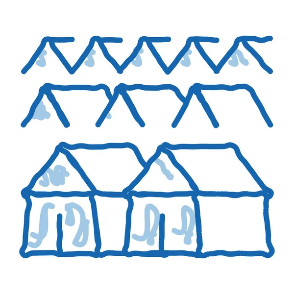 Casas de peregrinação doodle ícone mão desenhada ilustração — Vetor de Stock