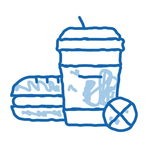 Verbod op junk food doodle icoon hand getekend illustratie — Stockvector
