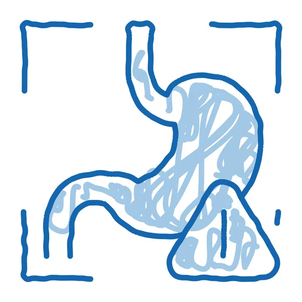Erkennung von Magenproblemen Scan-Doodle-Symbol handgezeichnete Illustration — Stockvektor