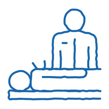 İnsan akupunkturu ve doktor karalama ikonu elle çizimi