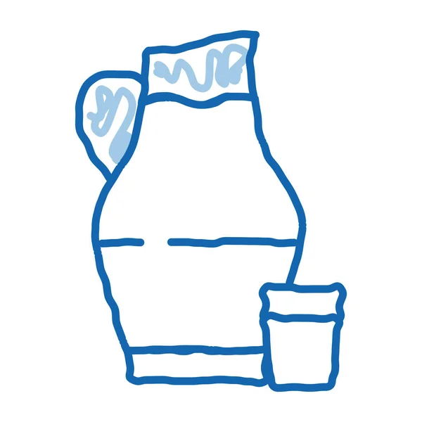Κανάτα με το γάλα και το γυαλί εικονίδιο ζωγραφισμένα στο χέρι εικονογράφηση — Διανυσματικό Αρχείο